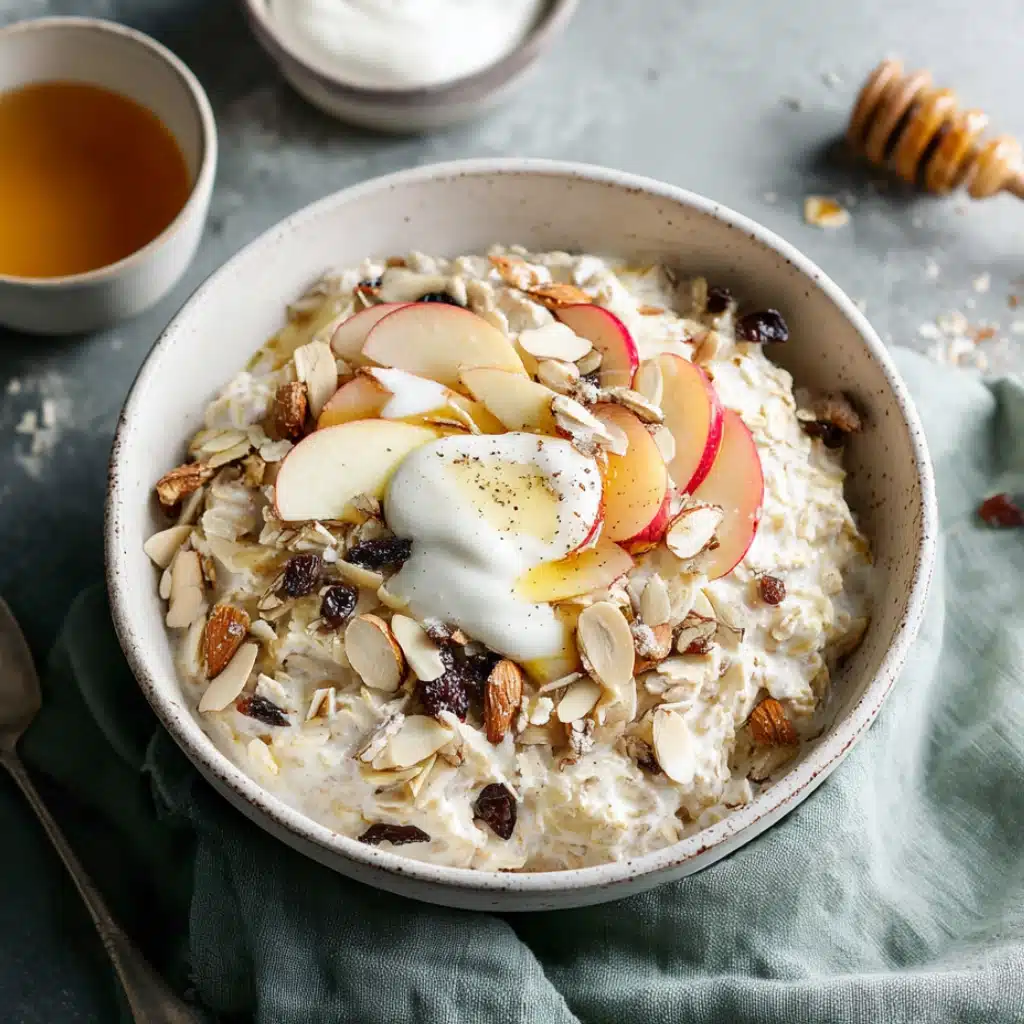 Beta glucan recipes: creamy bircher muesli with apples, almonds, and yogurt