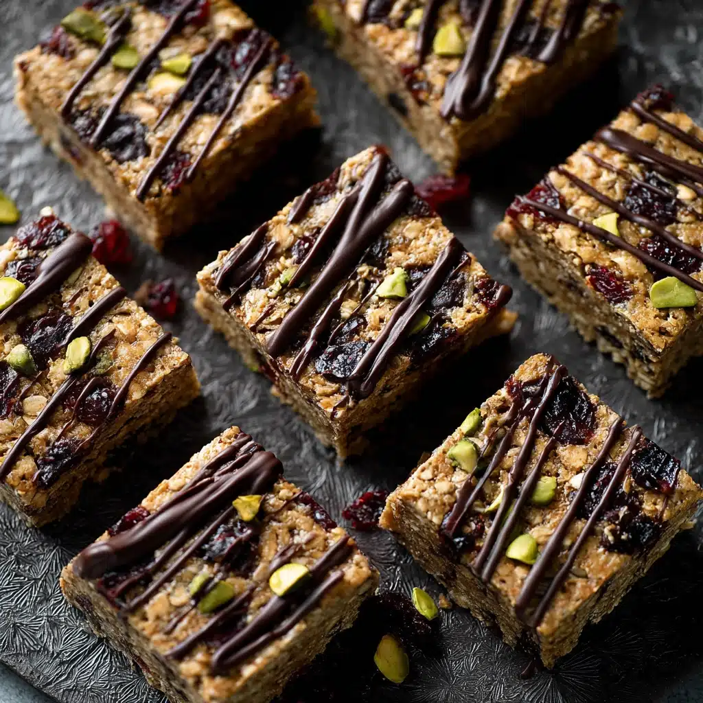 Beta glucan recipes: no-bake oat flapjacks with pistachios and chocolate drizzle