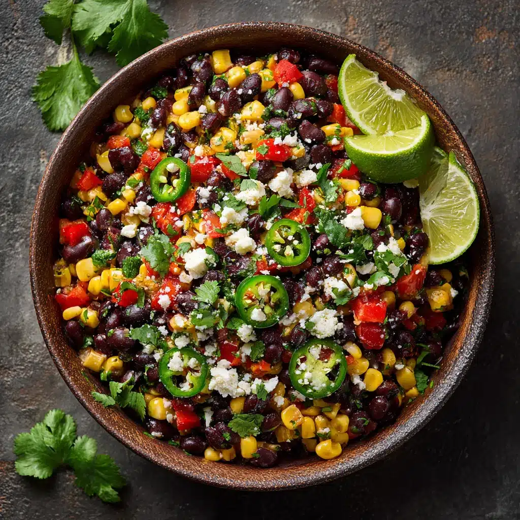 Bowl of Black Bean and Corn Salad with Cotija and Lime